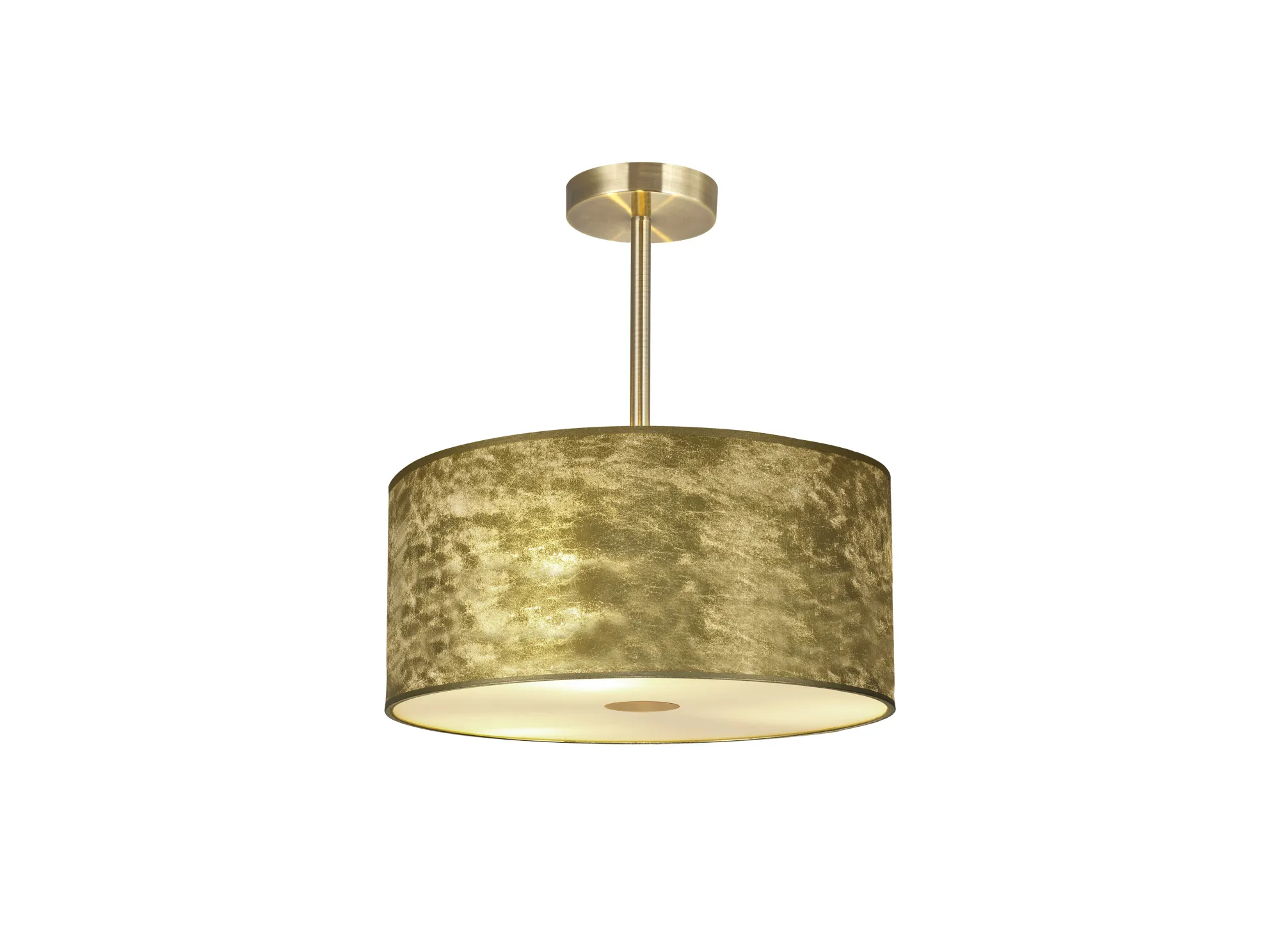Baymont 40cm Semi Flush 3 Light Antique Brass, Gold Leaf, Frosted Diffuser